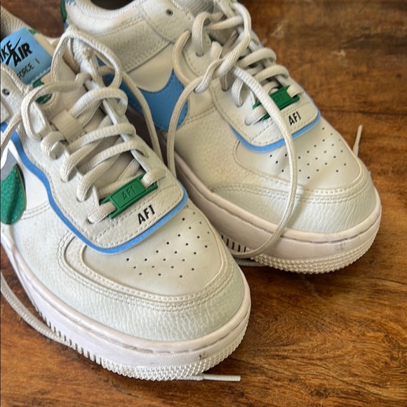 Nike Air Force 1 Sneakers - White, Green, Blue - Picture 9 of 9